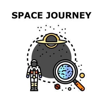 Space journey exploring cosmos discovering planets concept Illustrazione stock