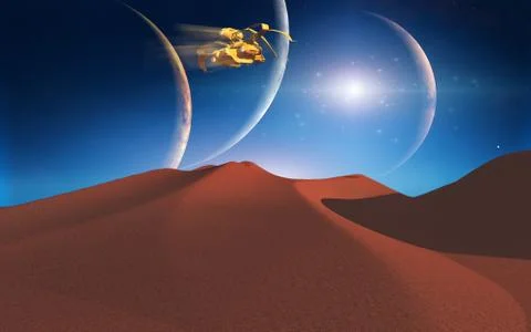 Space journey. Red alien desert 스톡 일러스트