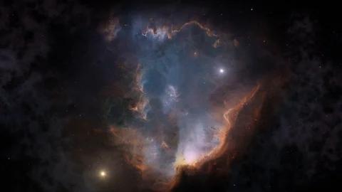 Space journey in starfield through stars towards nebula 4K Stock Footage