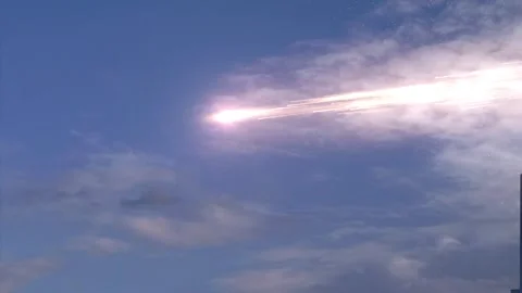 Space junk or Meteors falling above Manhattan sky's Stock Footage 247873587