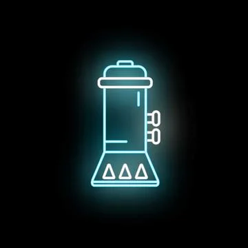 Space lander vehicle neon glowing icon on dark background Ilustración de archivo