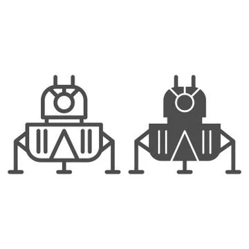 Space landing module line and glyph icon. Cosmos vector illustration isolated on Illustrazione stock