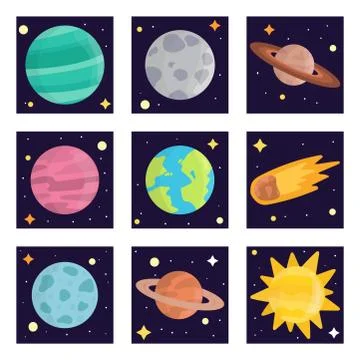 Space landing planets solar system future exploration nature vector illustration Illustrazione stock