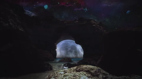 Space Landscape Alien Planet Water Stream Rock Formation Stock Footage 172293447