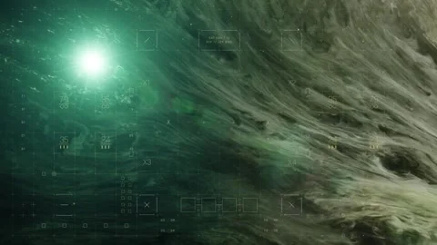 Space landscape and the arrival of a drone ship from interstellar travel Stock Footage 249948438