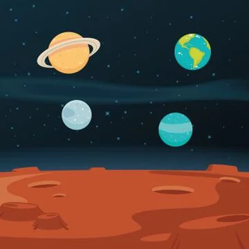 Space Landscape Background Stock Illustration