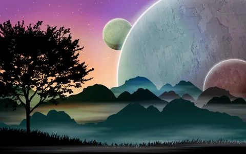 Space landscape 스톡 일러스트