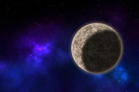 Space landscape. Stone planet in deep space. 3d Illustration. Stock Illustration