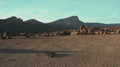 The space landscape of the uninhabited desert of the volcanic plateau of Mount Stock-Footage 104242588