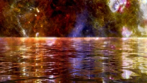 Space landscapes in water reflection. Loop Live Wallpaper 스톡 동영상 136882719