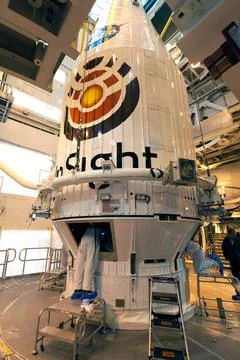 At Space Launch Complex 3 at Vandenberg Air Force Base in California, NASA... Stockfoto's