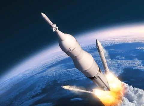 Space Launch System Solid Rocket Boosters Separation Stock Photos