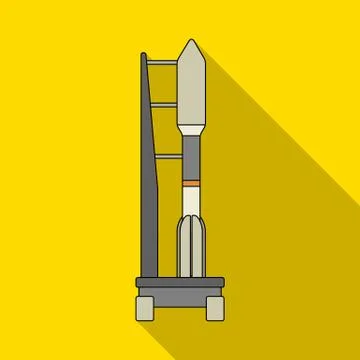 Space launch vehicle at launch. Space technology single icon in flat style Stock Illustration
