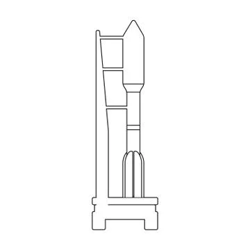 Space launch vehicle at launch. Space technology single icon in outline style Stock Illustration