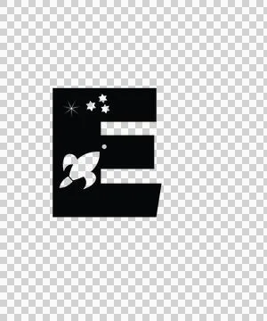 Space Letter E With Rocket And Stars Stock Illustration