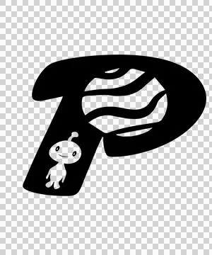 Space Letter P Planet And Creature Silhouette イラスト素材