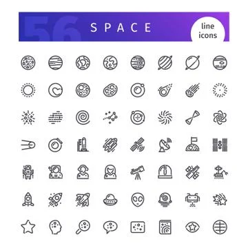 Space Line Icons Set Stock Illustration