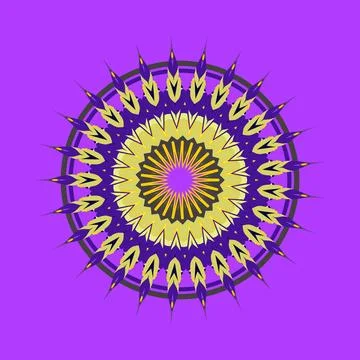 Space lunar surface: radial mandala composition in sulfur dust, moon rock, crate Stock Illustration
