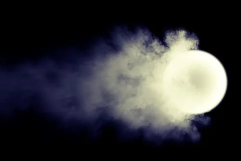 Space magic abstract, glowing ball with smoke on black background Stock Illustration