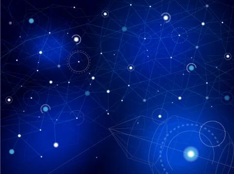 Space map with rocket. Stars and lines on blue Stock Illustration