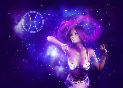 Space mermaid as Pisces イラスト素材
