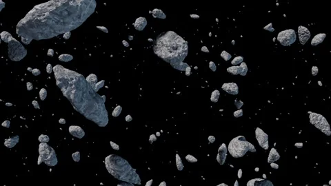 Space meteorite fragments shuttle and loop continuously. Vidéo 333102259