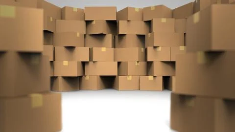 The space in the middle between the pile parcel / 3D Render Stock Illustration