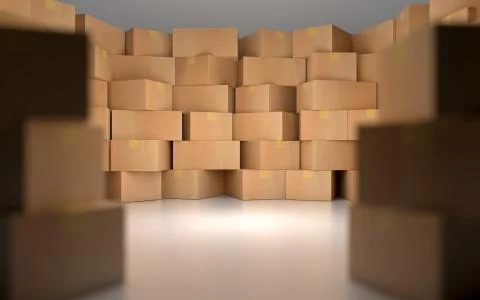The space in the middle between the pile parcel / 3D Render Stock Illustration