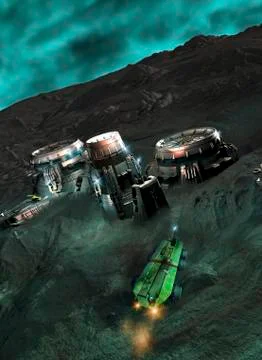 Space mining colony, artwork 스톡 일러스트