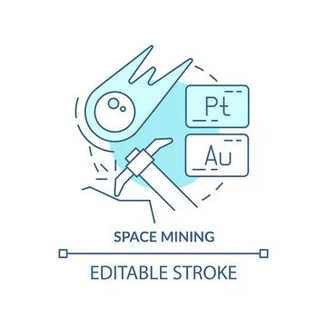 Space mining turquoise concept icon 스톡 일러스트