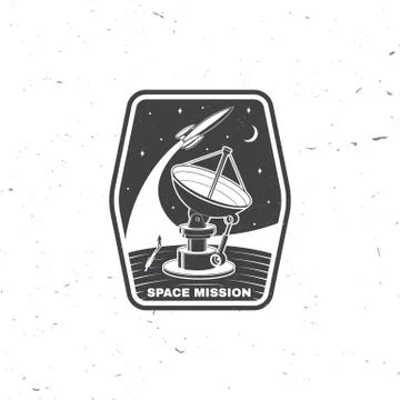 Space mission logo, badge, patch. Vector. Concept for shirt, print, stamp イラスト素材