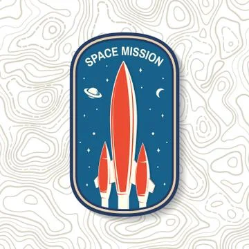 Space mission logo, badge, patch. Vector. Concept for shirt, print, stamp イラスト素材