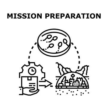 Space mission preparation colonizing a new world Stock Illustration