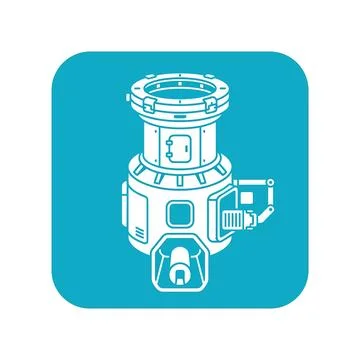 Space module docking interface blue icon for orbital station hardware conne.. Stock Illustration