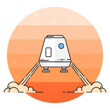 Space module landing on Mars Ilustración de archivo