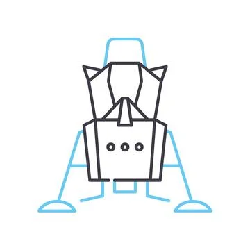 Space module line icon, outline symbol, vector illustration, concept sign Ilustración de archivo