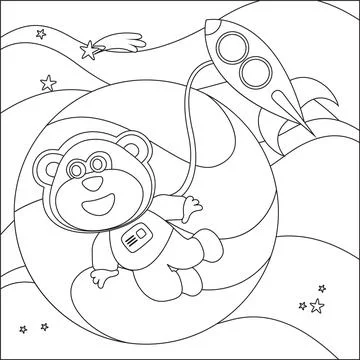 Space monkey or astronaut in a space suit with cartoon style. Creative vector Illustrazione stock