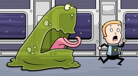 Space Monster Chasing Stock Illustration