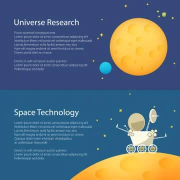Space Moon Horizontal Banners Stock Illustration
