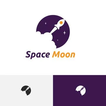 Space Moon Rocket Launch Explore Adventure Science Logo Stock Illustration