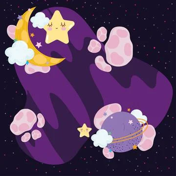 Space moon star planet rocks adventure explore cartoon icons Ilustração Stock