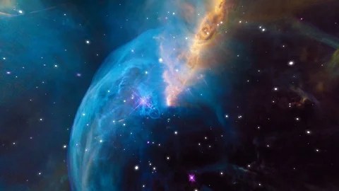 Space Nebula blue background 4k video moving stars space background rotation neb Stock Footage 125412820