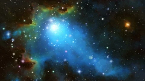 Space Nebula blue background 4k video moving stars space background rotation Stock Footage 131553847