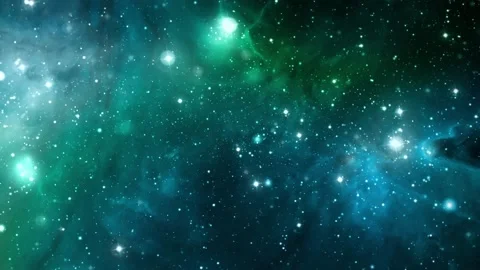 Space Nebula Flight in green and blue Stock Footage 235735983