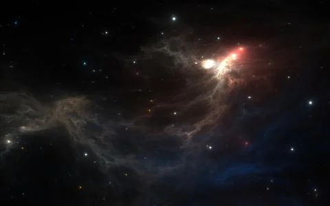 Space nebula. Giant interstellar cloud and stars scattered across the univers Illustrazione stock