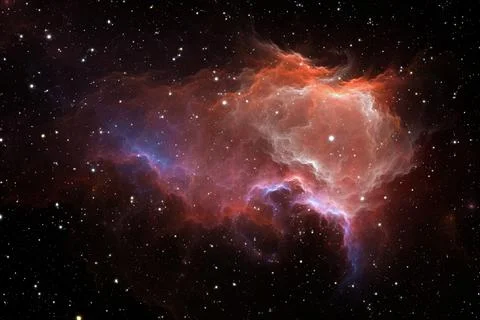 Space nebula. Giant interstellar cloud and stars scattered across the univers Stock Illustration