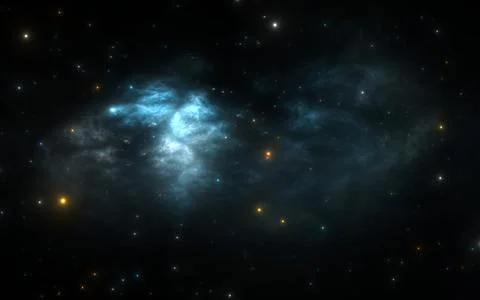 Space nebula. Giant interstellar cloud and stars scattered across the univers Stock Illustration