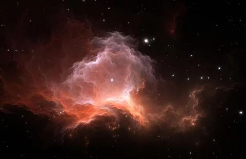 Space nebula. Giant interstellar cloud and stars scattered across the univers Stock Illustration
