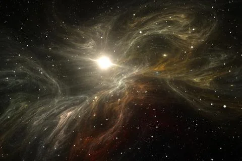 Space nebula. Giant interstellar cloud and stars scattered across the univers Illustrazione stock