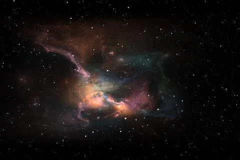 Space nebula. Giant interstellar cloud and stars scattered across the unive.. Illustrazione stock